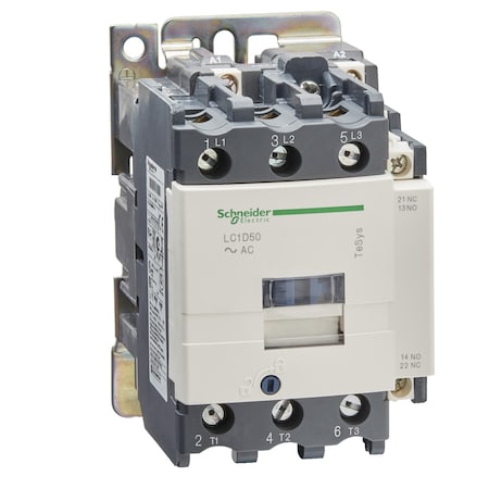 Schneider Electric IEC Magnetic Contactor, 1NC/1NO, 240V AC, 3 P, nonreversing, Screw Clamp LC1D50U7