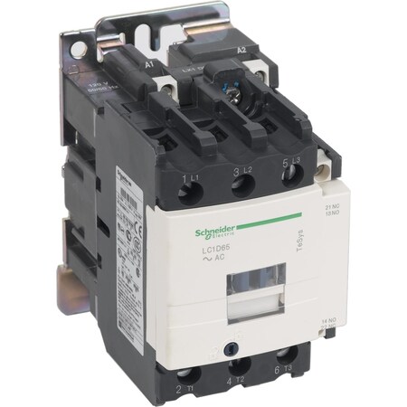 Schneider Electric IEC Magnetic Contactor, 1NC/1NO, 220V AC, 3 P, nonreversing, Screw Clamp LC1D65M7