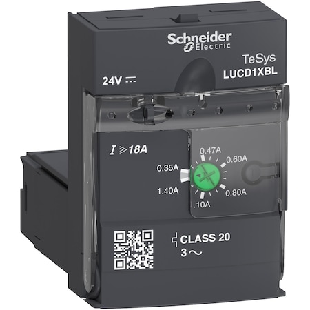 Schneider Electric Advanced control unit, TeSys Ultra, 0.35A to 1.4A, 3P motors, protection & diagnostic, class 20, coil 24VDC LUCD1XBL