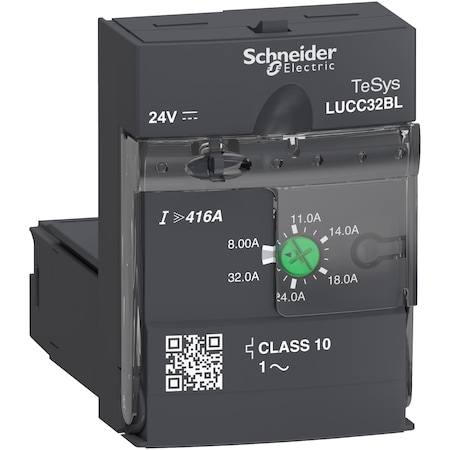 Schneider Electric Advanced control unit, TeSys Ultra, 8A to 32A, 1P motors, protection & diagnostic, class 10, coil 24VDC LUCC32BL