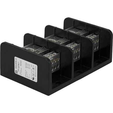 Square D Power Distribution Block, Open, 3 Pole, 380 A Copper, 600 V AC/DC, Surface Mount 9080LBA365112