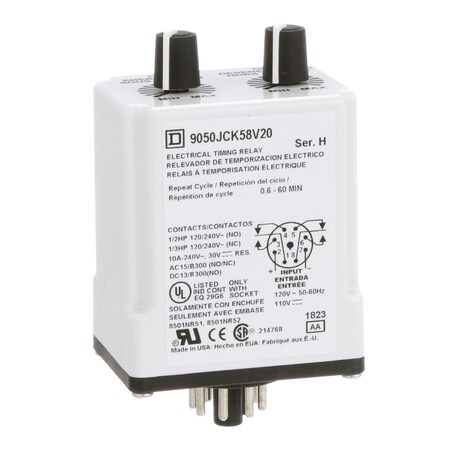 Square D Timer Relay 240Vac 10Amp +Options 9050JCK58V20