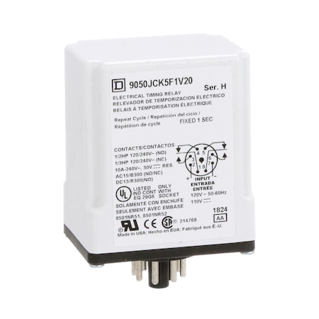 Square D Timer Relay 240Vac 10Amp +Options 9050JCK5F1V20