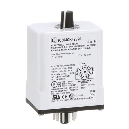Square D Timer Relay 240Vac 10A Tjck 9050JCK49V20