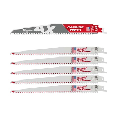 Milwaukee Tool Carbide 5T 9L 1PK, 9" 5T Blades (5PK) 48-00-5226,48-00-5036