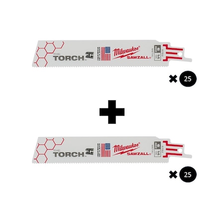 Milwaukee Tool 6 in, 14 TPI The Torch SAWZALL Blade 48-00-8782, 48-00-8782