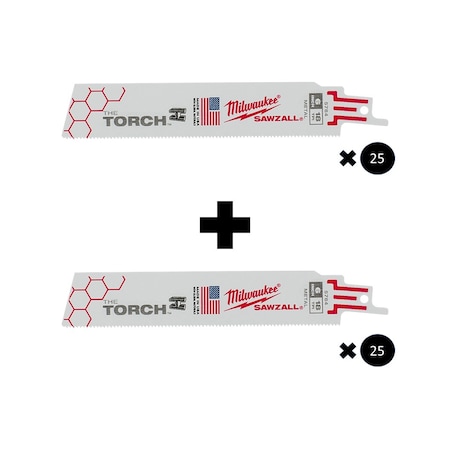 Milwaukee Tool 6" 18 TPI The Torch SAWZALL Blades Combo (50 Pk) 48-00-8784, 48-00-8784