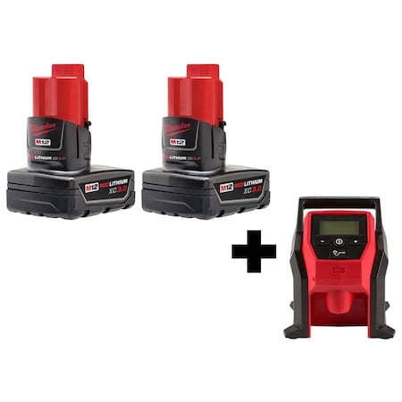 Milwaukee Tool M12 Battery Pack, M12 Compact Inflator 48-11-2412, 2475-20