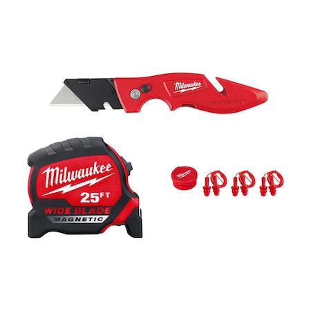 Milwaukee Tool Flip Utility Knife w/ 25' Wide Blade Magnetic Tape ...
