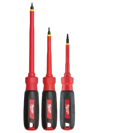 Milwaukee Tool 3-Piece 1000V Insulated Screwdriver Set w/ Square Drive 48-22-2203