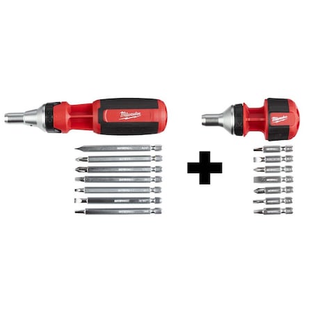 Milwaukee Tool 9-in-1 Square Drive Ratcheting Multi-bit Driver + 8-in-1 Compact Ratcheting Multi-bit Driver 48-22-2322, 48-22-2330