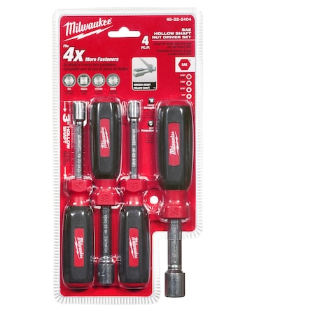 Milwaukee Tool 4 PC Hollow Shaft SAE Nut Driver Set 48-22-2404