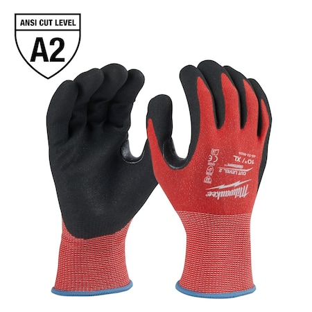 Milwaukee Tool Cut-Resistant Coated Gloves, Cut Level A2 , Dipped , Nitrile , Sandy , XL 1 PR 48-22-8928