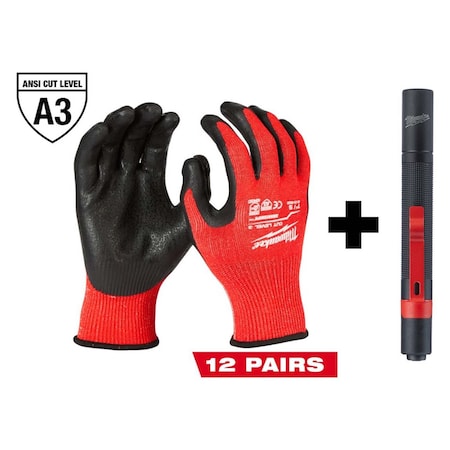 Milwaukee Tool Cut-Resistant Gloves, Cut Level A3 , Nitrile , Rough , M 48-22-8932B, 2105