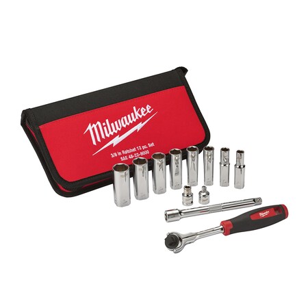 Milwaukee 106pc 1/4" and 3/8" Metric & SAE Ratchet and Socket Set with PACKOUT™ Low-Profile Organizer 48-22-9486