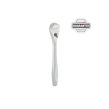 MILWAUKEE TOOL 3/8" Drive 90 Geared Teeth Pear Head Style Hand Ratchet, 8-1/2" L, Chrome Finish 48-22-9038