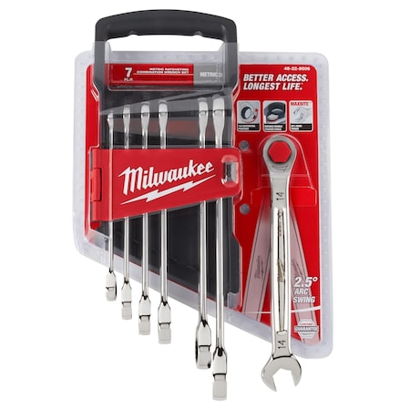 Milwaukee Tool Ratchetng Combo Wrench Set Metric, 7 pcs. 48-22-9506