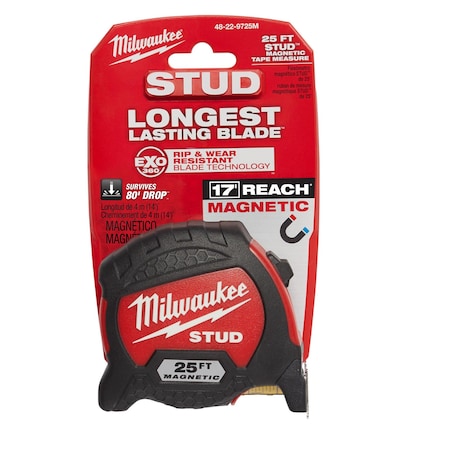 Milwaukee Tool 25ft STUD Magnetic Tape Measure 48-22-9725M