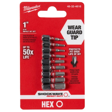 Milwaukee SHOCKWAVE Impact Hex Insert Bit Set -9PC 48-32-4616