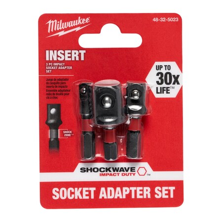 Milwaukee SHOCKWAVE Impact Insert Socket Adapter Set - 3PC 48-32-5023