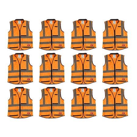 Milwaukee Tool High Visibility Vest, 12 pk, S/M 48-73-5051X12