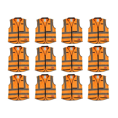 Milwaukee Tool High Visibility Vest, 12 pk, 3XL/4XL 48-73-5053X12