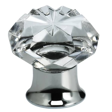 Omnia Transparent Clear Crystal Cabinet Knob Bright Chrome 1-3/16" 4901/30.26T