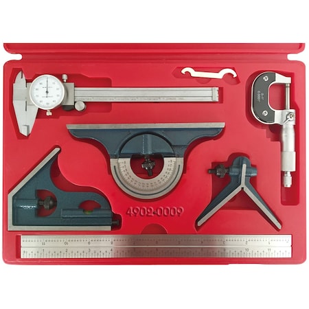 Hhip 6 Piece Tool Kit Caliper Micrometer Combination Square 4902-0009
