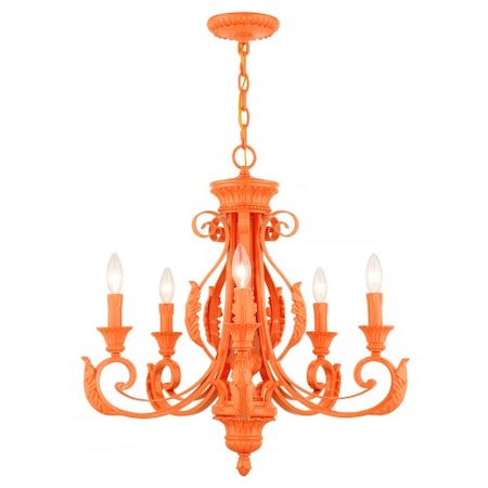 Livex Lighting Shiny Orange Chandelier, 5 Light 49065-77