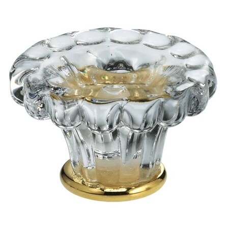 Omnia Transparent Clear Glass Cabinet Knob Bright Brass 1-3/4" 4909/45.3T
