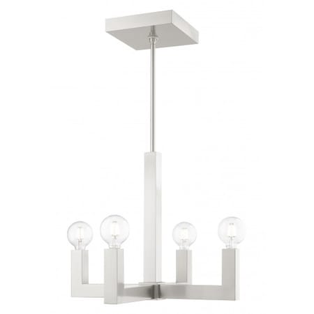 Livex Lighting Brushed Nickel Chandelier, 4 Light 49214-91