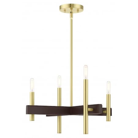 Livex Lighting Satin BrassChandelier, 4 Light 49344-12