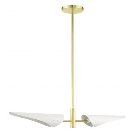 Livex Lighting Satin Brass Linear Chandelier, 2 Light 49492-12