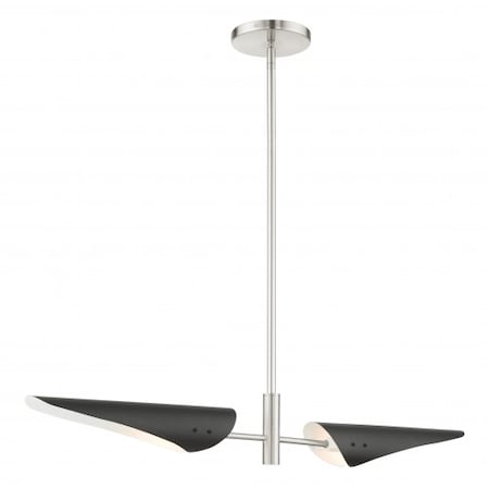 Livex Lighting Brushed Nickel Linear Chandelier, 2 Light 49492-91