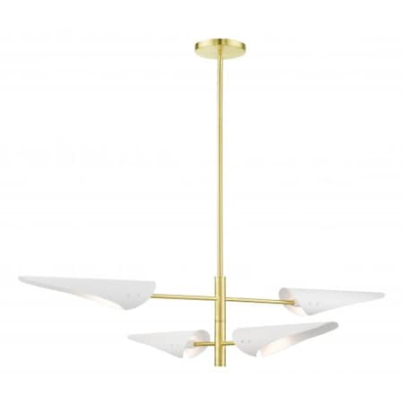 Livex Lighting Satin Brass Pendant Chandelier, 4 Light 49494-12