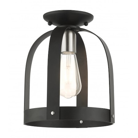 Livex Lighting Textured Black Petite Semi Flush, 1 Light 49641-14