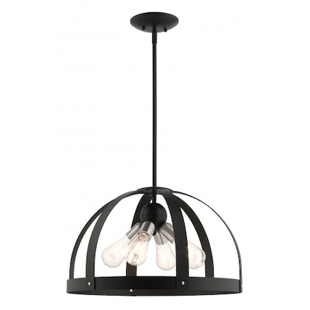 Livex Lighting Textured Black Pendant Chandelier, 4 Ligh 49647-14