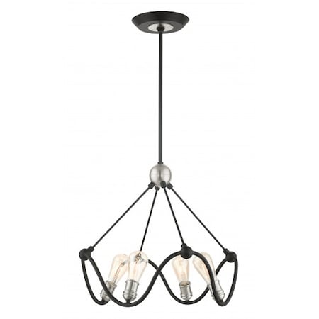 Livex Lighting Textured Black with Brushed Nickel Accen 49733-14