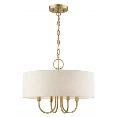 Livex Lighting Antique Brass Pendant Chandelier, 4 Light 49804-01
