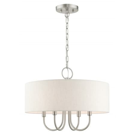 Livex Lighting Brushed Nickel Pendant Chandelier, 4 Ligh 49804-91