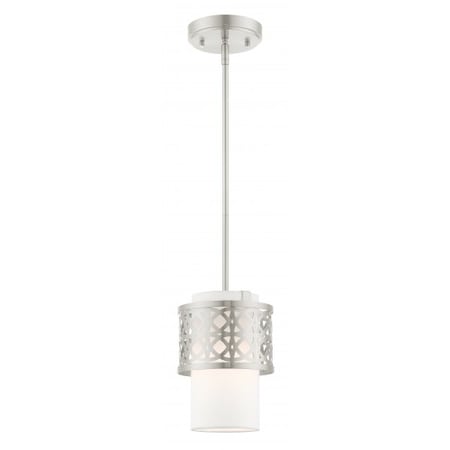 Livex Lighting Brushed Nickel Mini Pendant, 1 Light 49861-91