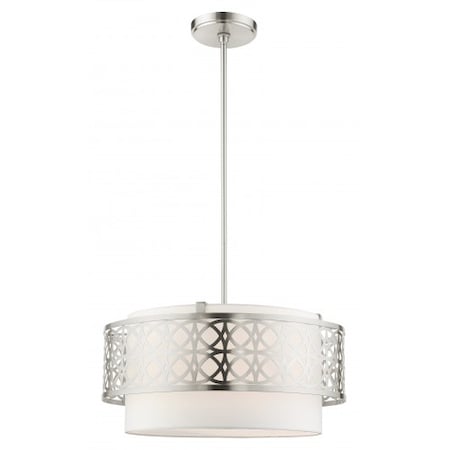 Livex Lighting Brushed Nickel Pendant Chandelier, 4 Ligh 49865-91
