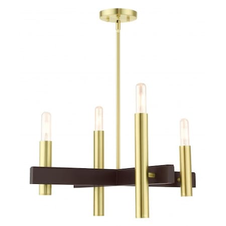 Livex Lighting Satin Brass Chandelier, 4 Light 49994-12