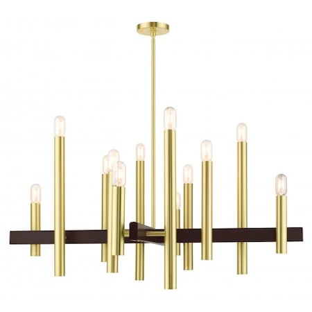Livex Lighting Satin Brass Chandelier, 12 Light 49999-12