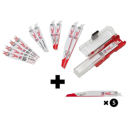 Milwaukee Tool SAWZALL SET, DEMO, 12PC, w/BL 5T 9LG AX 5PK 49-22-1129, 48-00-5026