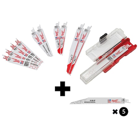 Milwaukee Tool SAWZALL Demolition Blade Set, 12PC + The WRECKER Multi-Material SAWZALL Blade 9" 7/11TPI 5pk 49-22-1129, 48-00-5706