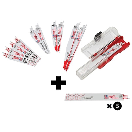 Milwaukee Tool SAWZALL SET, DEMO, 12PC, w/18T9LG TORCH 5PK 49-22-1129, 48-00-5788