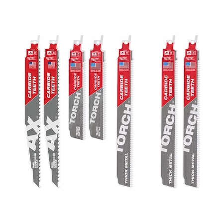 Milwaukee Tool 9 in x 5, 7, 8 TPI Reciprocating Saw Blade Set 49-22-5505, 48-00-5202, 48-00-5202