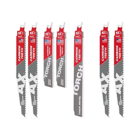 Milwaukee Tool 9 in x 5, 7 TPI Reciprocating Saw Blade Set 49-22-5505, 48-00-5226, 48-00-5226