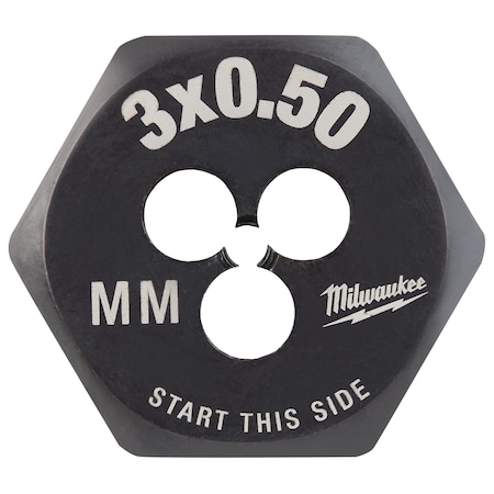 Milwaukee M3-0.50 mm 1-Inch Hex Threading Die - 49-57-5311